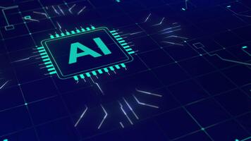 ai mikrochip processor ikon med data och kretsar. video
