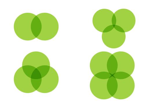 Venn infographic sections set, template. Data chart with colorful circular elements.United business schema, area. vector