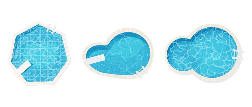 nadando piscina fondo parte superior ver con azul agua olas textura colocar. verano agua superficie con ondas spa piscina geométrico formas juego textura vector