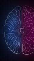Digital Brain Split with Data Flow for Technology Concept Vertical. video