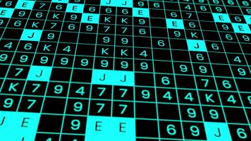 futurista digital dados rede com números e abstrato azulejos. video