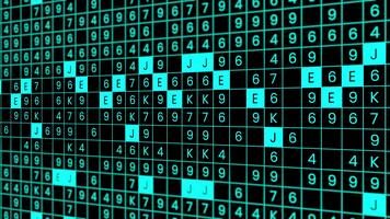 digital dados rede com números e brilhando segurança azulejos. video