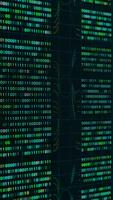 Digital Binary Code Flowing on Vertical Screen Display. video