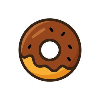 image of a donut with icing and topping in simple style symbolizes comfort food and sweet enjoyment vector
