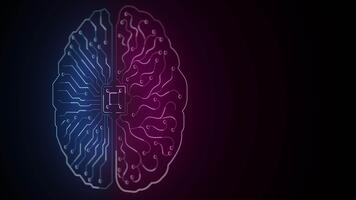 Digital Gehirn mit Daten fließen und Schaltung Linien. video