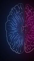 digitale umano cervello con dati flusso per artificiale intelligenza concetto verticale. video