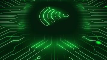 digitale Rete icona con onda segnale su circuito tavola. video