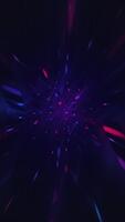 trogen neon zoom bakgrund en portal av exploderande energi strålar, partiklar och bloss. idealisk för gaming och teknologi begrepp. detta eleganta cyberpunk vertikal animering är full hd och en slinga. video
