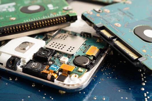 Repairing upgrade circuit mainboard of notebook, electronic, computer and technology. photo