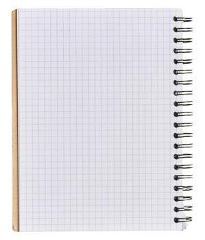 Open spiral notebook with a squared sheet of paper photo