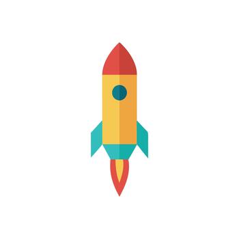 Flat Design Rocket Launch Icon or Spaceship Symbol vector