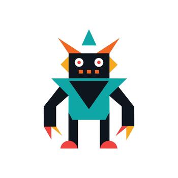 Retro Geometric Robot Character Illustration vector