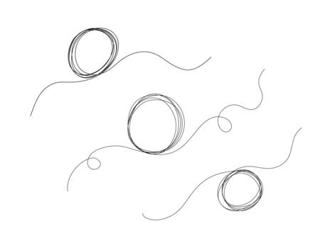 Round frame sketch set outline on white background. Continuous one line drawing of black circle. outline hand drawn frame. vector