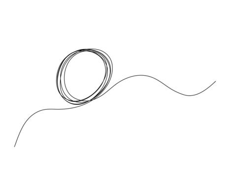 Continuous one line drawing of black circle. Round frame sketch outline on white background. outline hand drawn illustration. vector