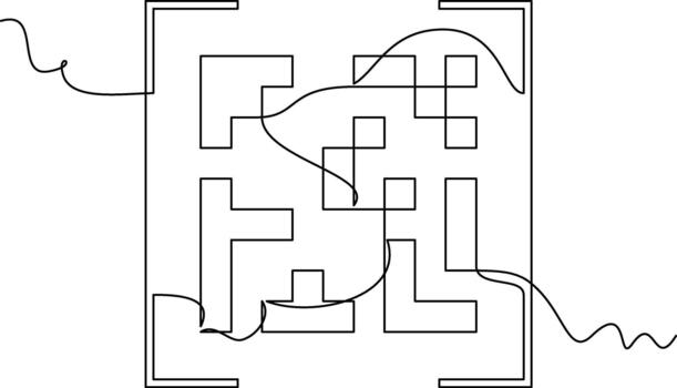 one line art QR Code illustration. line art, one continuous line, simple, hand drawn and sketch style. for icons, symbols, signs or logos vector
