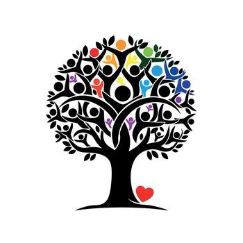 Diverse Community Tree Symbolizing Unity and Growth vector