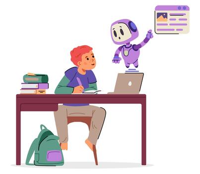 Student and robot learning together vector