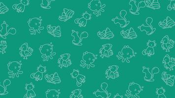 sömlös looping mönster kricka bakgrund med ljus grå djur- ritningar skapa en sömlöst looping oändligt tileable design. video