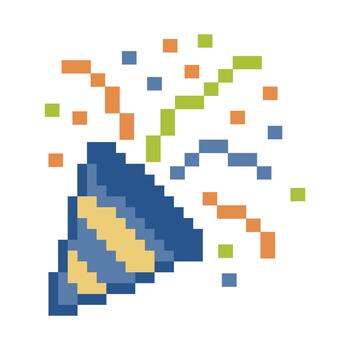 píxel Arte fiesta corchete explotando con papel picado vector