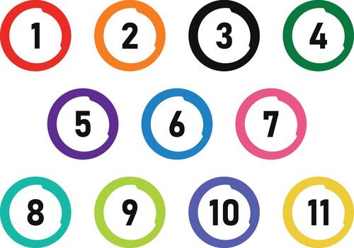 Round shape colorful bullet icon set design from one to eleven vector