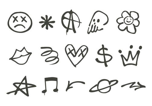 Expressive Graffiti Doodle Collection Capturing Bold and Dynamic Youth vector