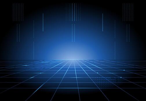 resumen futurista tecnología antecedentes con azul ciber ligero cuadrícula vector