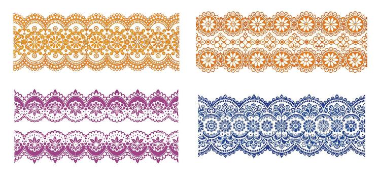 Four different colored lace patterns vector