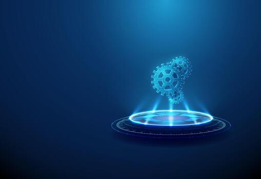 Floating digital gears concept vector