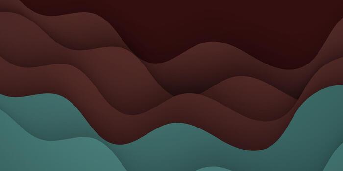 Abstract wave background with brown and green element color background. Papercut pattern overlap style banner concept. vector