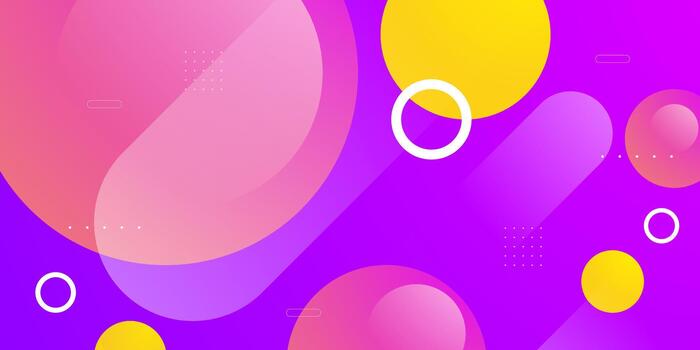 Abstract colorful gradient purple background with yellow circle shapes patter dynamic color element concept design. Colorful banner background. vector