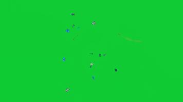 en dynamisk 4k framställa av flera olika fjärilar flygande på en grön skärm bakgrund, idealisk för krom nyckel sammansättning, rörelse grafik, natur koncept, och kreativ visuell effekter projekt. video