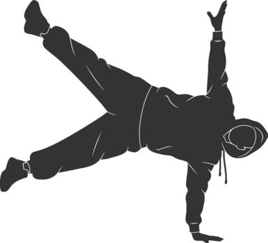 Dynamic silhouette of a breakdancer in a stylish pose vector