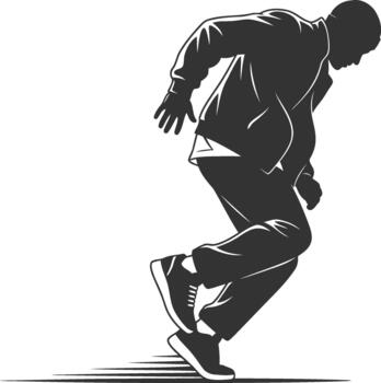 Hip-hop dancer in action with dynamic motion lines art vector