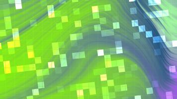abstracts snurra blinka fyrkant, abstrakt grön och blå strömmande bakgrund med pixelated rutor, modern rörelse grafik, royalty fri stock. video
