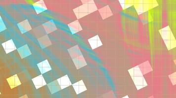 Abstracts Twirl Blink Square, Colorful abstract animation with geometric shapes and grid background slowly shifting, royalty free stock. video