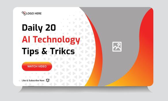 Trendy best technology tips and tricks thumbnail banner design, daily photography learning tips and techniques cover banner design, editable eps 10 file format vector