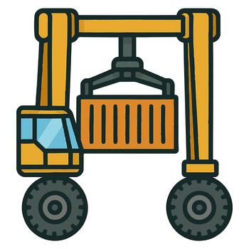 Straddle Carrier Container Crane Terminal Flat Illustration vector