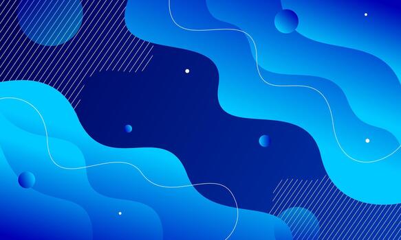 Abstract blue waves background, modern dynamic composition flowing curves with parallel lines. vector