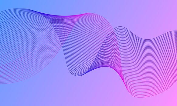 Wavy blue pink flowing dynamic background. Modern composition parallel lines abstract background vector