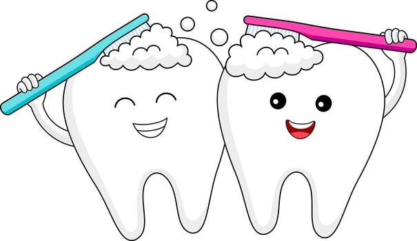 Two tooth brushes with toothpaste and toothbrushes vector