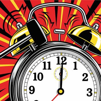 Pop Art Alarm Clock Ringing Loudly at Twelve O'clock vector