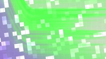 abstracts snurra blinka fyrkant, abstrakt grön och lila strömmande bakgrund med animerad block och rutnät rader för design, royalty fri stock. video