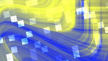 Abstracts Twirl Blink Square, Abstract blue and yellow flowing digital art with grid and checkered squares design, Stock royalty. video