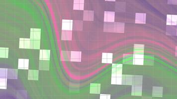 abstracts snurra blinka fyrkant, abstrakt rörelse grafisk med virvlande färger, vit kvadrater och en rutnät täcka över för en dynamisk design., stock royalty fri . video