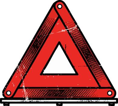 Grungy Red Emergency Breakdown Warning Triangle Sign vector