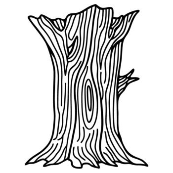 muerto árbol tocón contorno antiguo cortar maletero con texturizado ladrar modelo y anillos, sencillo negro lineal ilustración vector