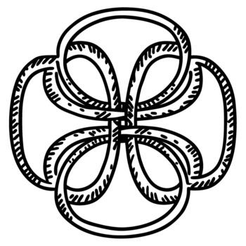 Interwoven loop knot symbol decorative abstract geometric pattern, endless looping lines design vector