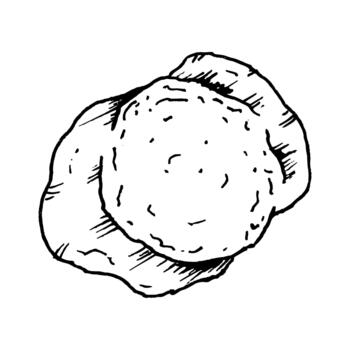 illustration of a melted mozzarella piece with soft edges and subtle surface texture. The simple line style suits dairy ingredient sets, cheese themes, appetizer graphics, creamy dishes vector