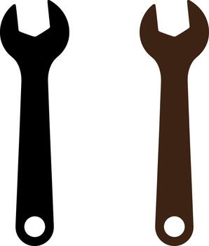 Two open end wrenches displayed side by side silhouette vector