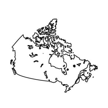 Outline map of Canada showing its distinct shape with intricate coastlines and island formations vector